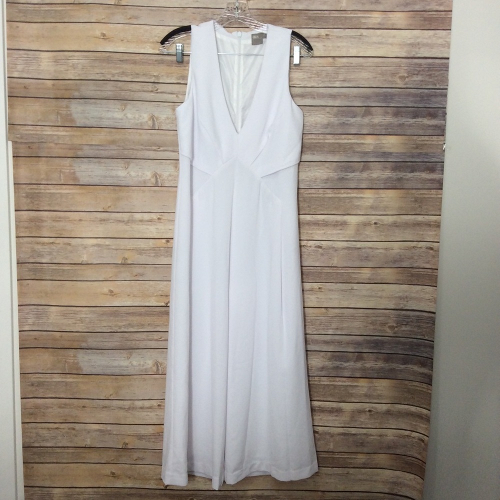ASOS white plunge wide leg jumpsuit